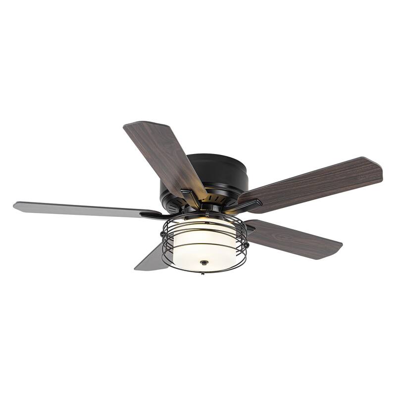 48" Black Plywood 5Blade Flush Mount Ceiling Fan with Remote On Sale